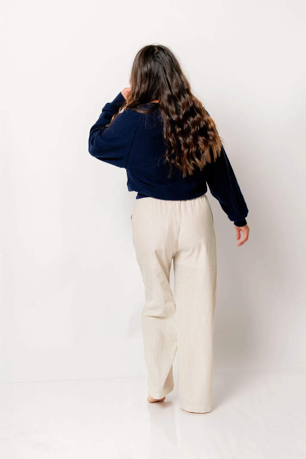 Cal Drawstring Waist Striped Pants in Taupe Multi *Final Sale* sold by Worth Collective product image thumbnail 5