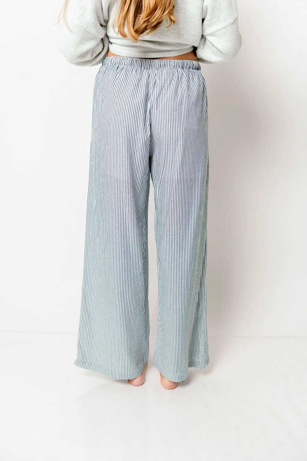 Cal Drawstring Waist Striped Pants in Navy Multi *Final Sale* sold by Worth Collective product image thumbnail 3
