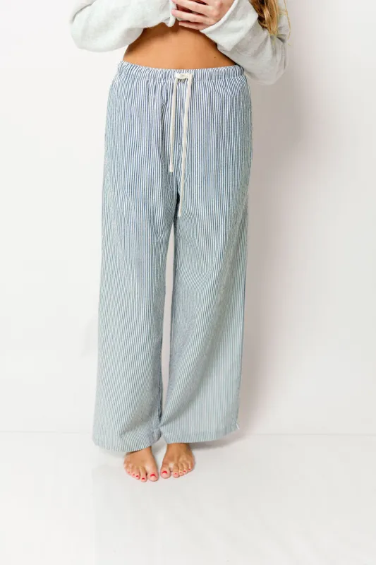 Cal Drawstring Waist Striped Pants in Navy Multi *Final Sale* sold by Worth Collective