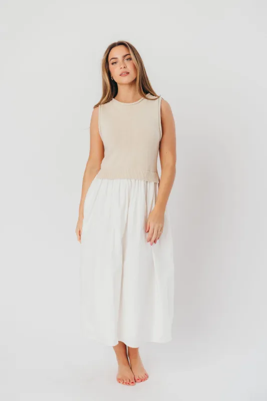 Charlotte Midi Dress in Natural Multi sold by Worth Collective