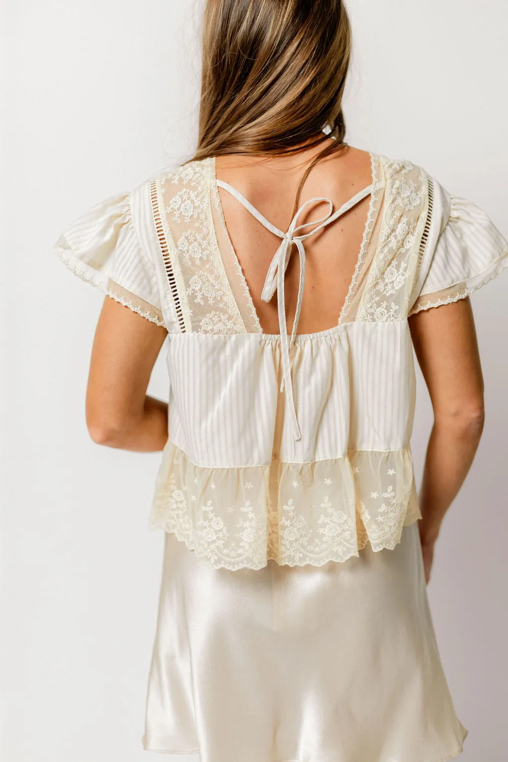 Lexi Lace Trimmed Blouse in Sand sold by Worth Collective product image thumbnail 5