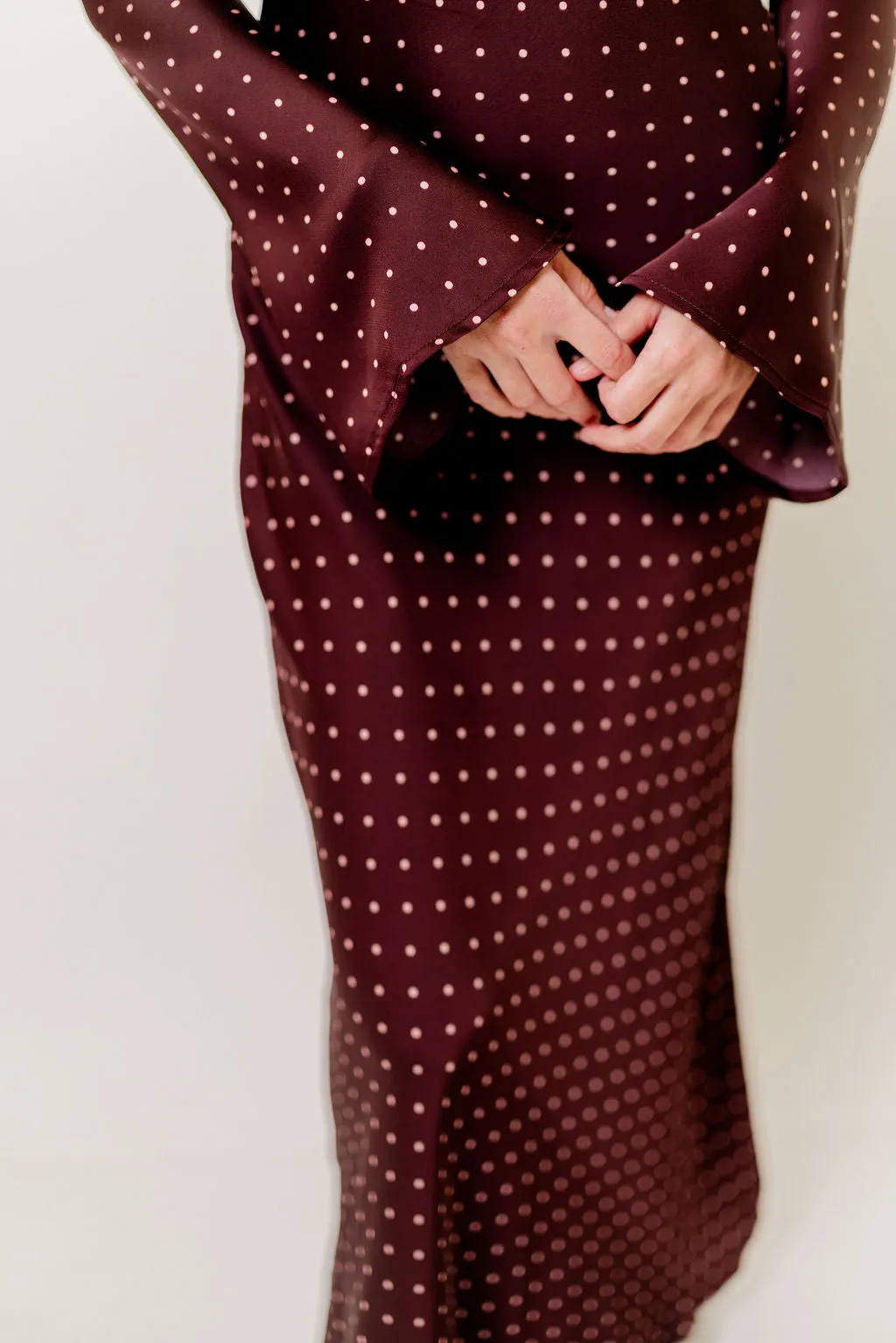 Georgie Polka Dot Maxi Dress in Burgundy sold by Worth Collective product image thumbnail 4