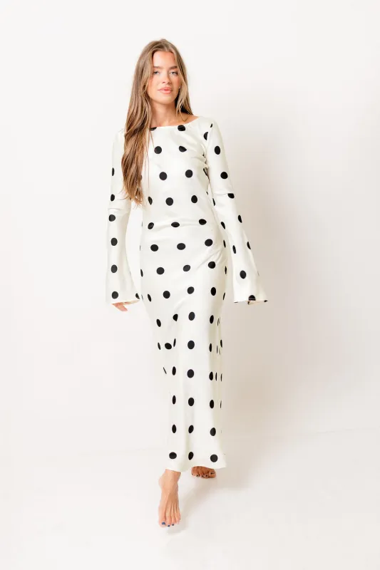 Georgie Polka Dot Maxi Dress in Cream sold by Worth Collective