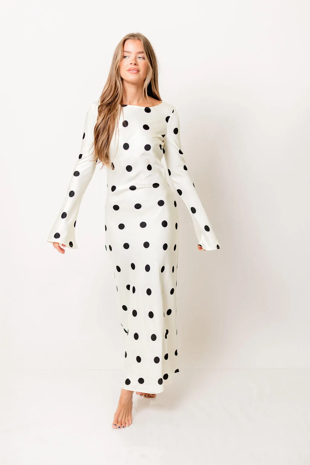 Georgie Polka Dot Maxi Dress in Cream sold by Worth Collective product image thumbnail 2