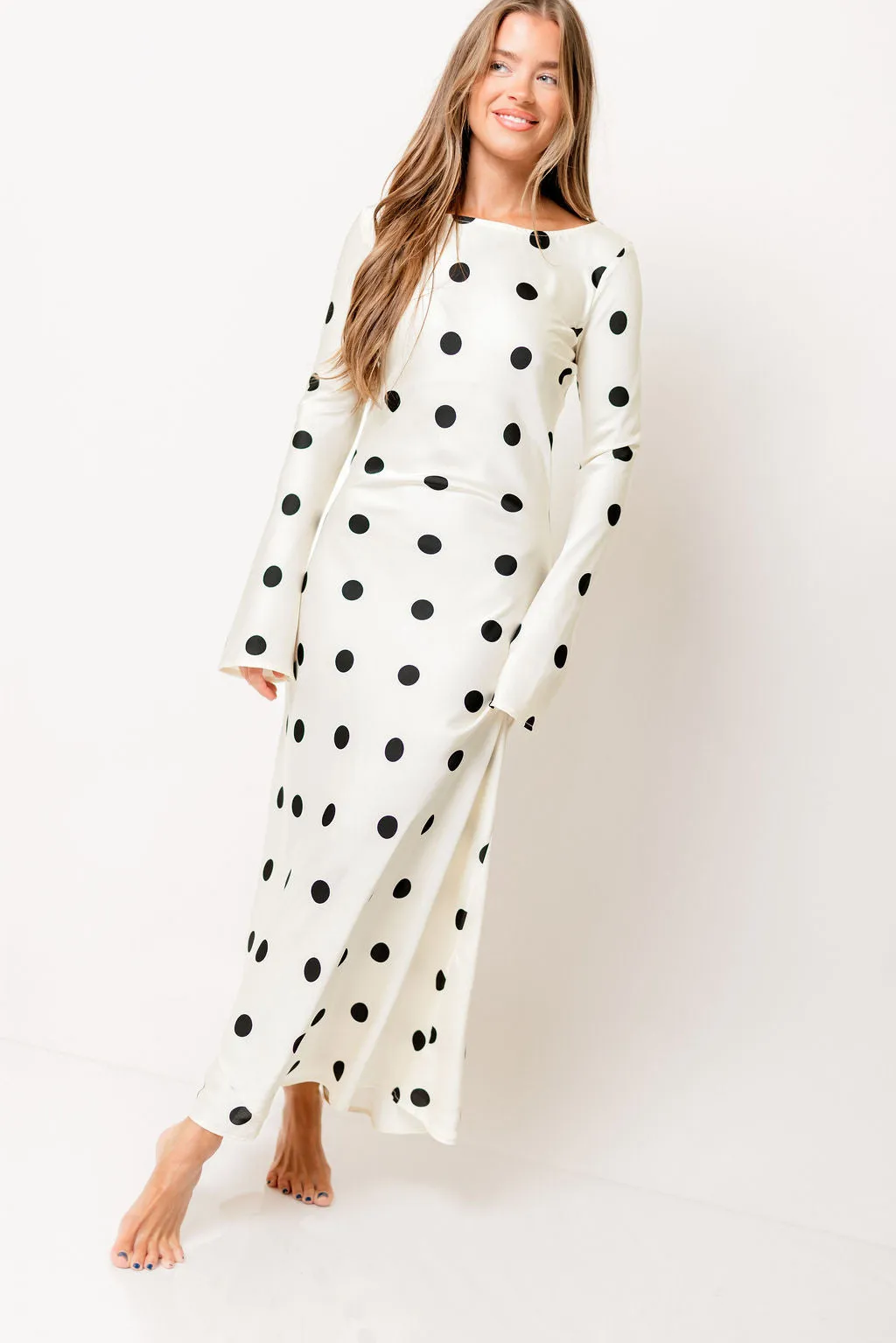 Georgie Polka Dot Maxi Dress in Cream sold by Worth Collective product image thumbnail 3