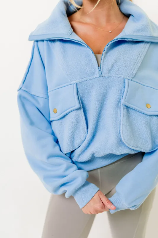 Carter Pullover in Sky sold by Worth Collective