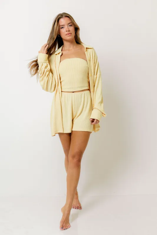 Yacht Club 3 Piece Tube Top and Shorts Set in Honey Butter sold by Worth Collective