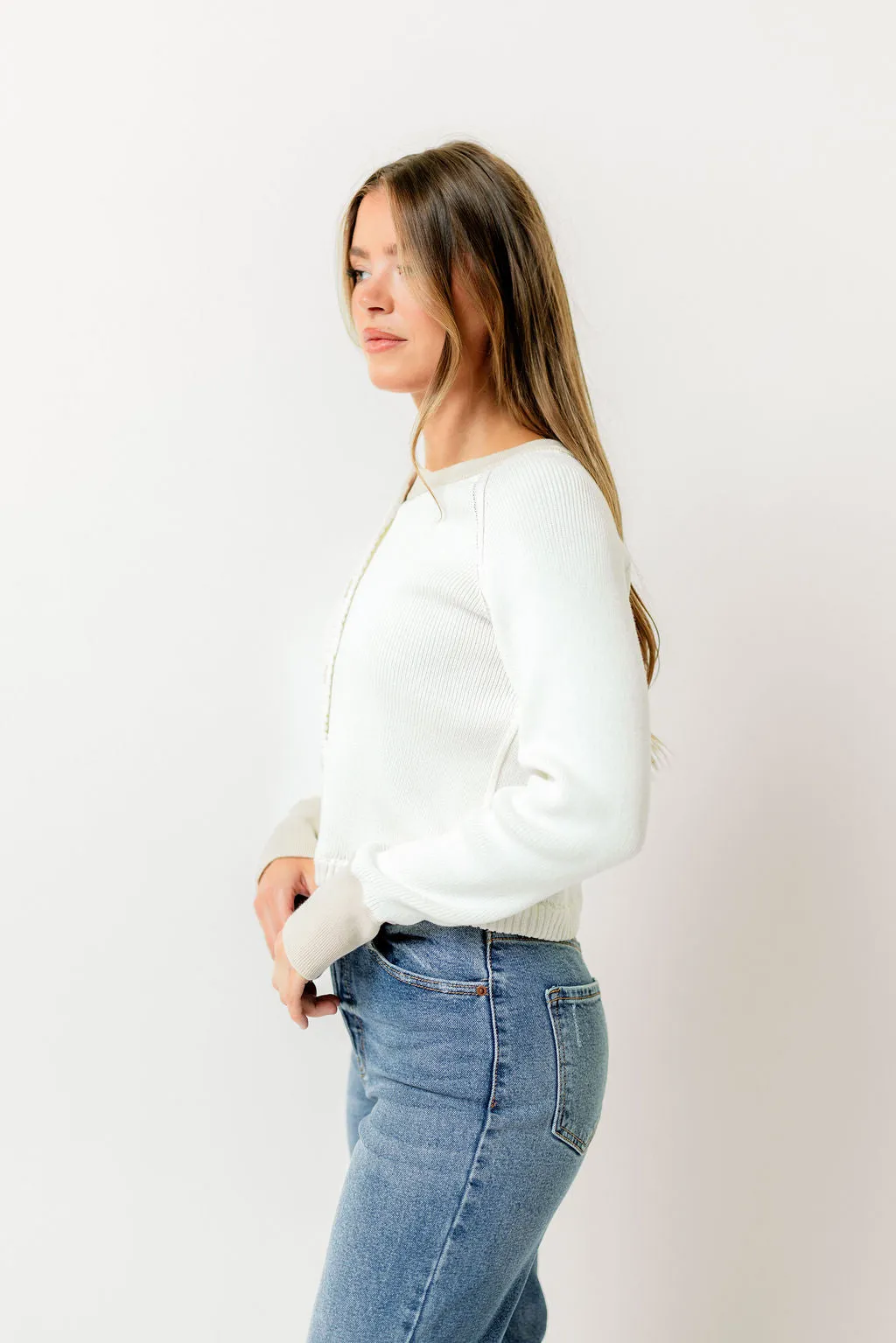 Meadow 100% Cotton Cardigan Top in Ivory sold by Worth Collective product image thumbnail 3