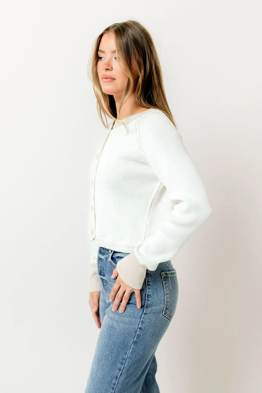 Meadow 100% Cotton Cardigan Top in Ivory sold by Worth Collective product image thumbnail 4