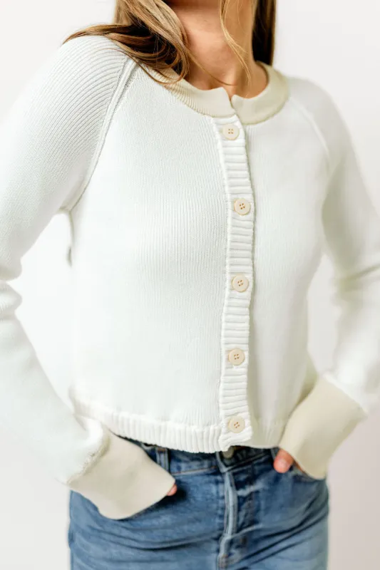 Meadow 100% Cotton Cardigan Top in Ivory sold by Worth Collective