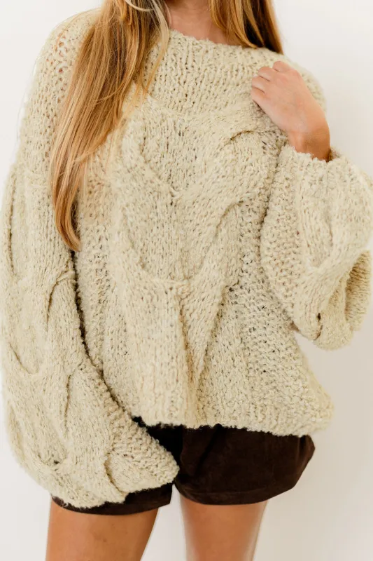 Moriah Knit Sweater in Ecru sold by Worth Collective