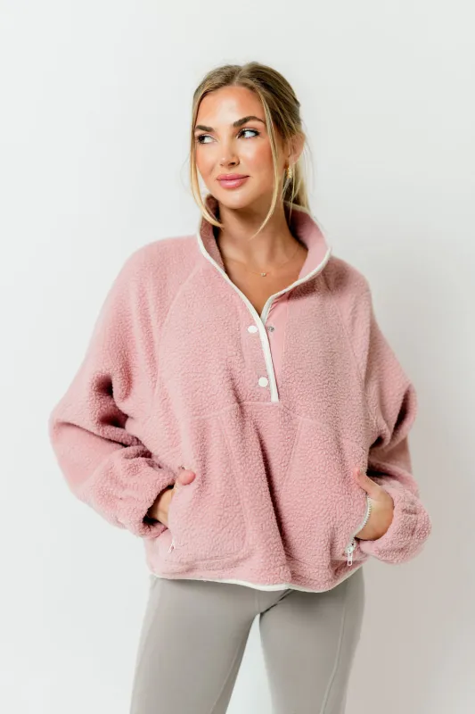 Arlo Pullover in Mauve/Ivory sold by Worth Collective