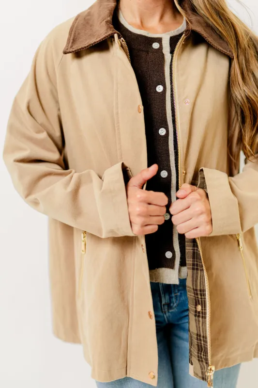 Tania Cotton Barn Jacket in Sandy Beige sold by Worth Collective
