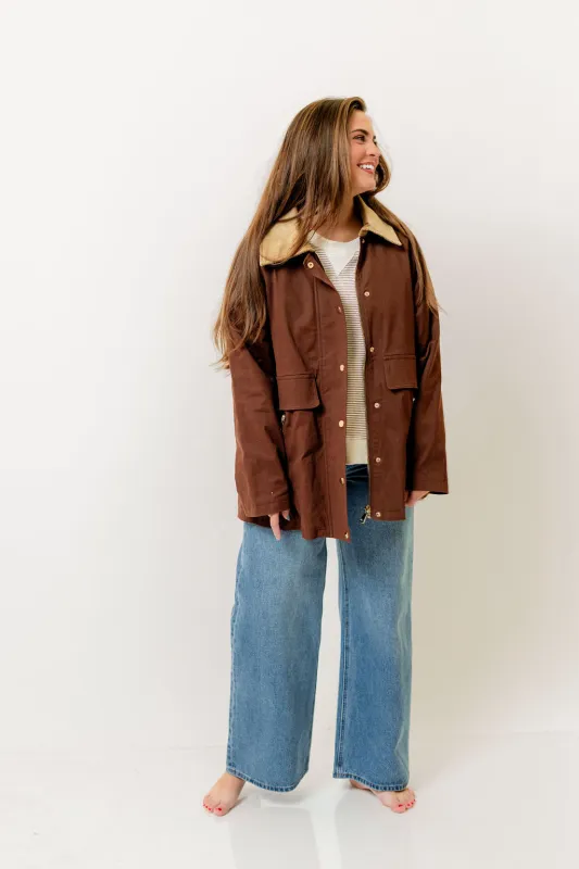 Tania Cotton Barn Jacket in Mocha sold by Worth Collective