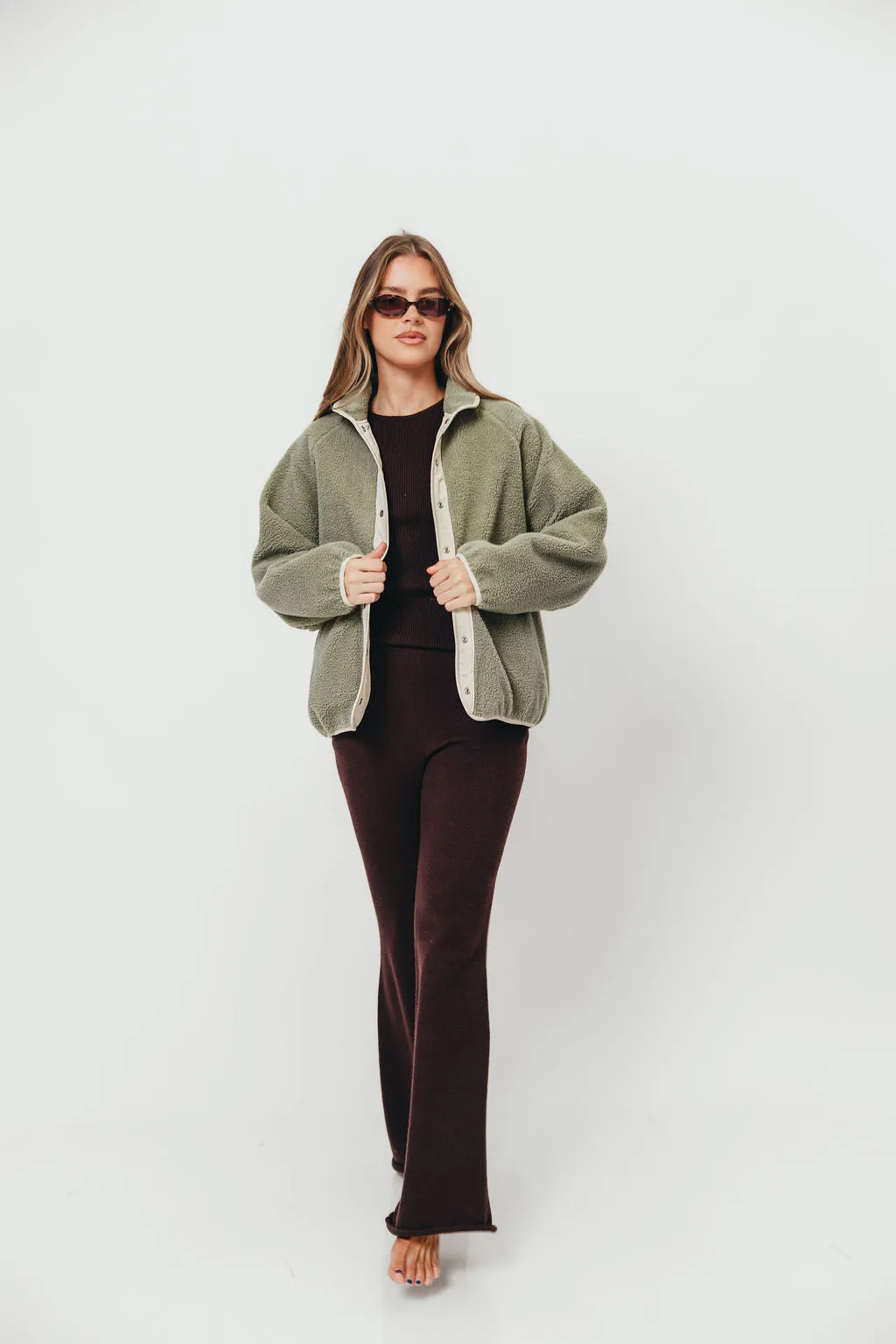 Arden Reversible Two Toned Sherpa Jacket in Mountain Sage sold by Worth Collective product image thumbnail 2