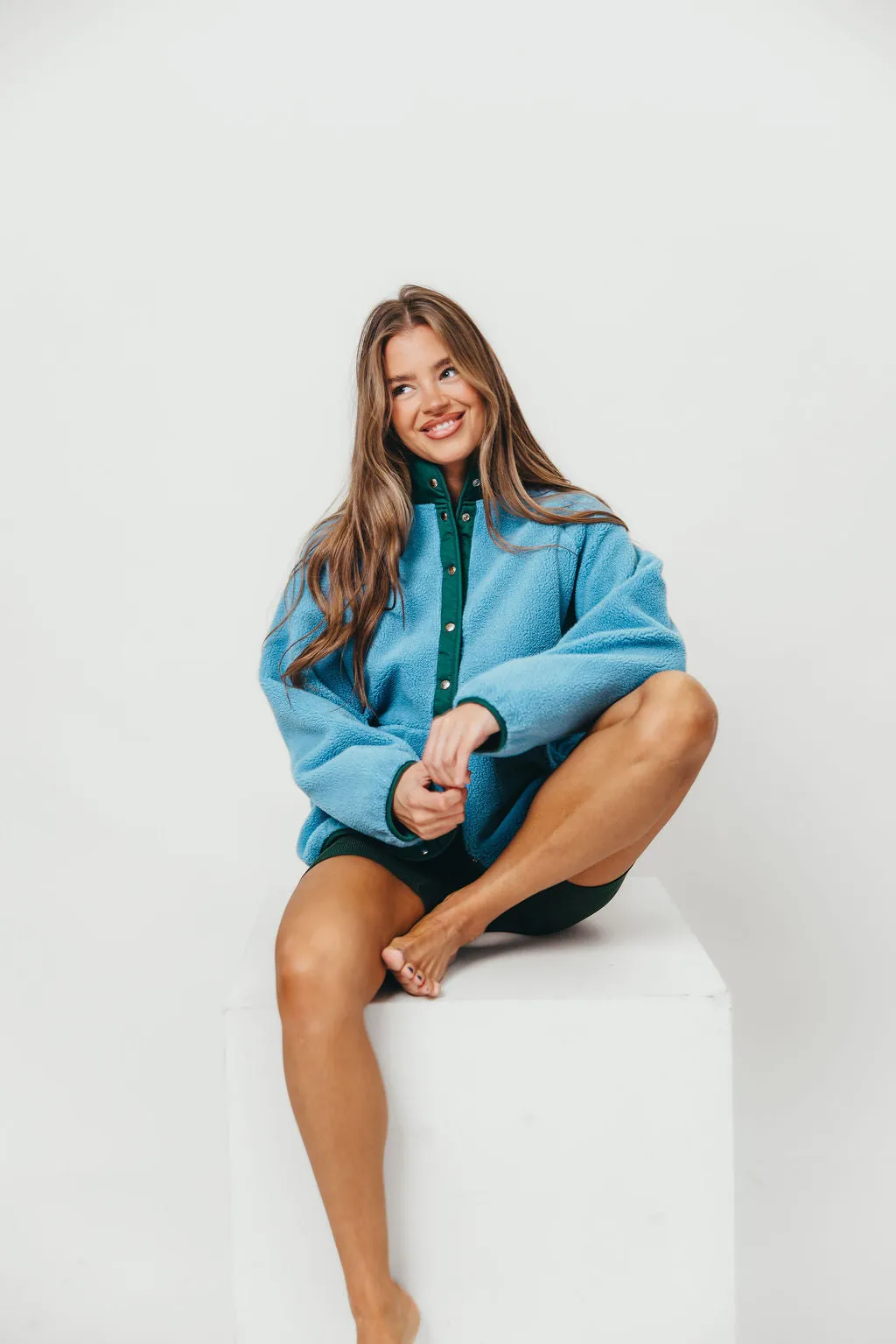 Arden Reversible Two Toned Sherpa Jacket in Cornflower sold by Worth Collective product image thumbnail 3