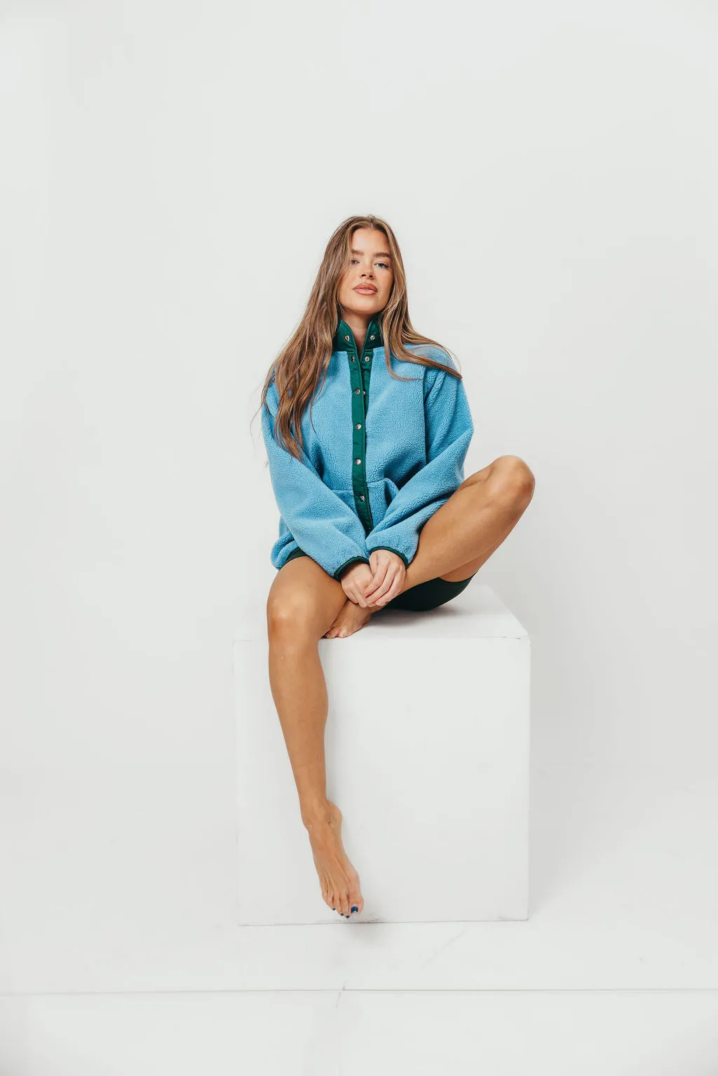 Arden Reversible Two Toned Sherpa Jacket in Cornflower sold by Worth Collective product image thumbnail 2