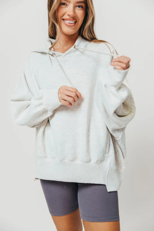 Asher Oversized Hoodie in White Melange sold by Worth Collective