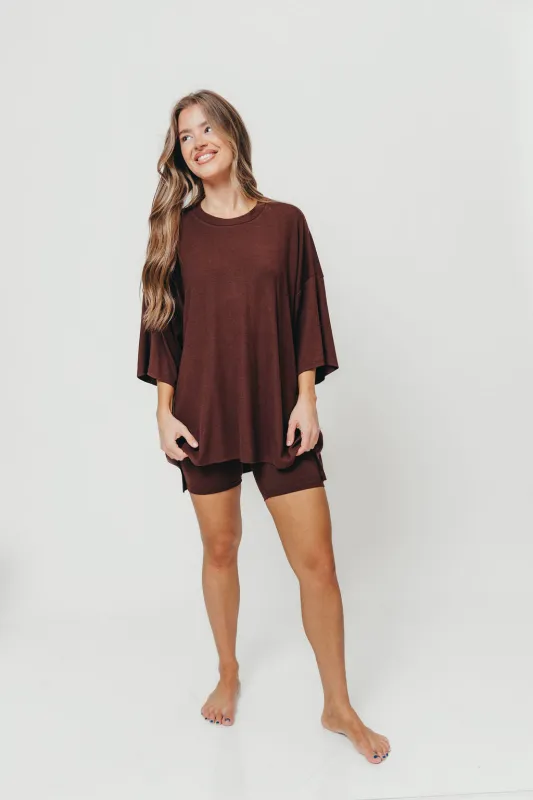 All Weekend Long Set - Short Sleeves - in Brown sold by Worth Collective