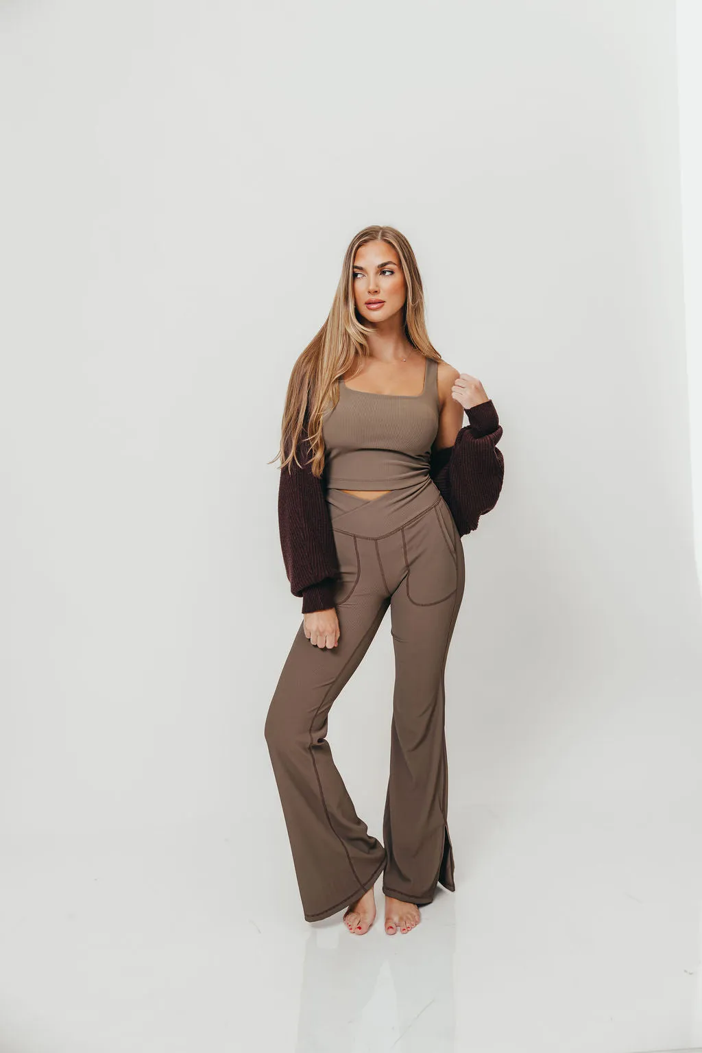 Avi Ribbed Square Neck Crop Top in Nomad sold by Worth Collective product image thumbnail 4