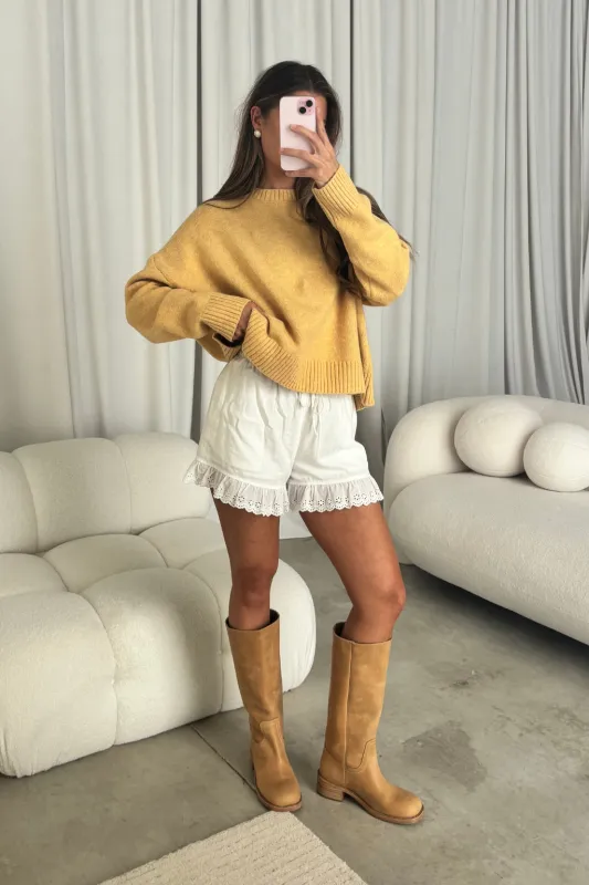 Natalie Tie-Back Sweater in Marigold sold by Worth Collective