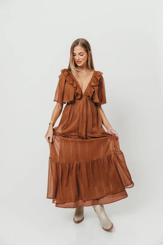 Adrianna Maxi Dress in Brown sold by Worth Collective