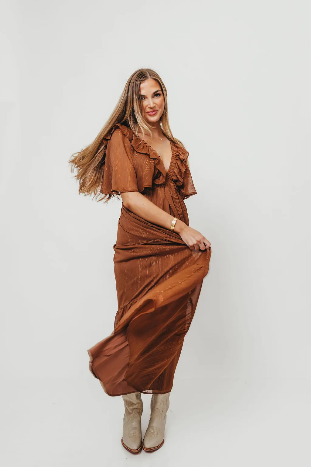 Adrianna Maxi Dress in Brown sold by Worth Collective product image thumbnail 5