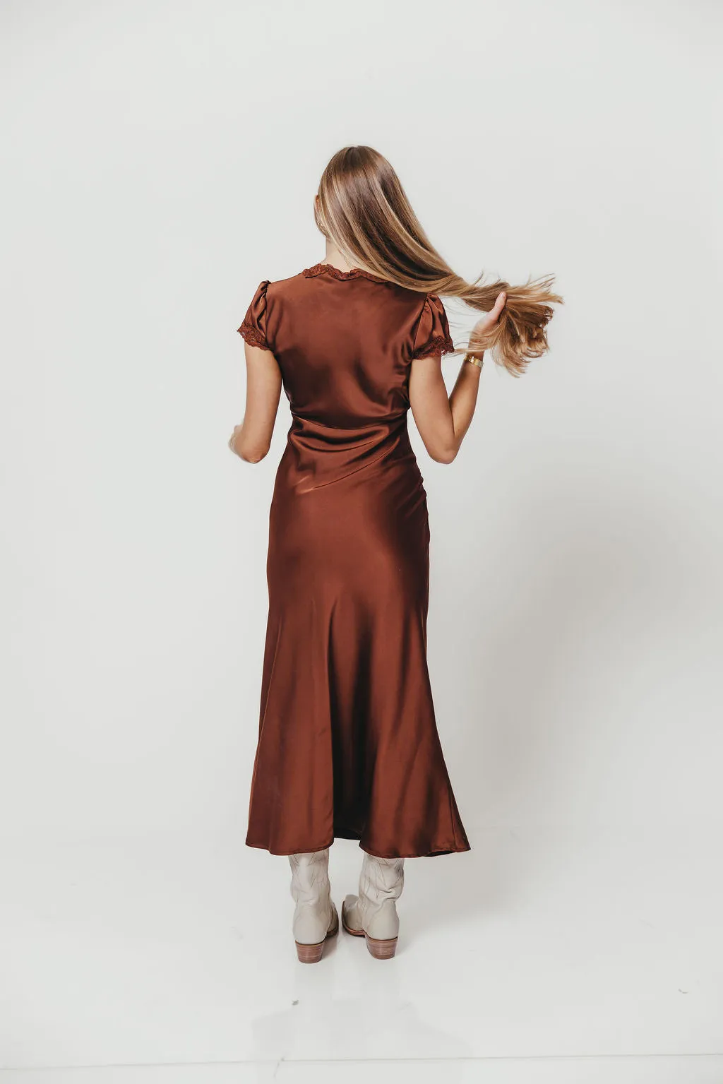 Vivienne Midi Dress in Brown sold by Worth Collective product image thumbnail 4