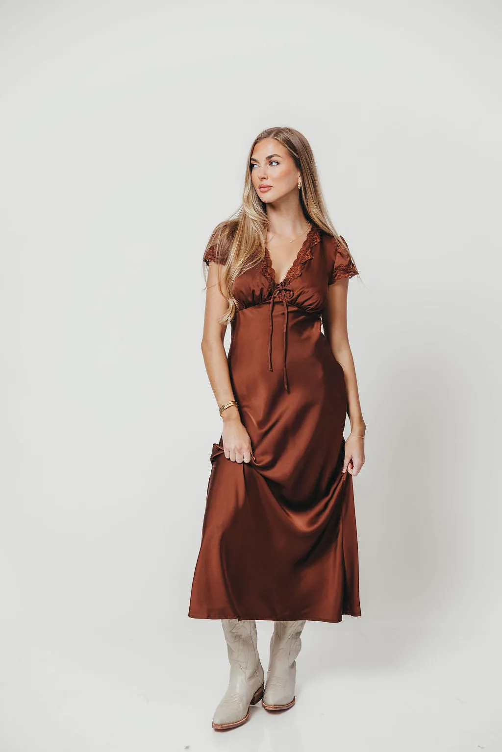 Vivienne Midi Dress in Brown sold by Worth Collective product image thumbnail 2