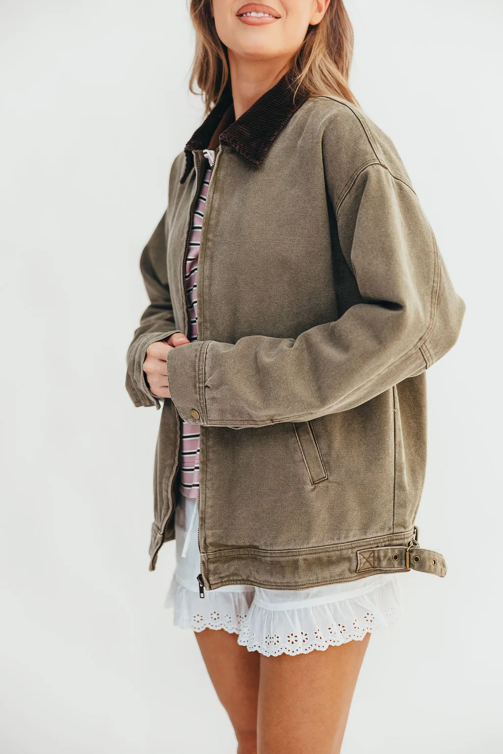 Elliott Barn Jacket in Olive sold by Worth Collective