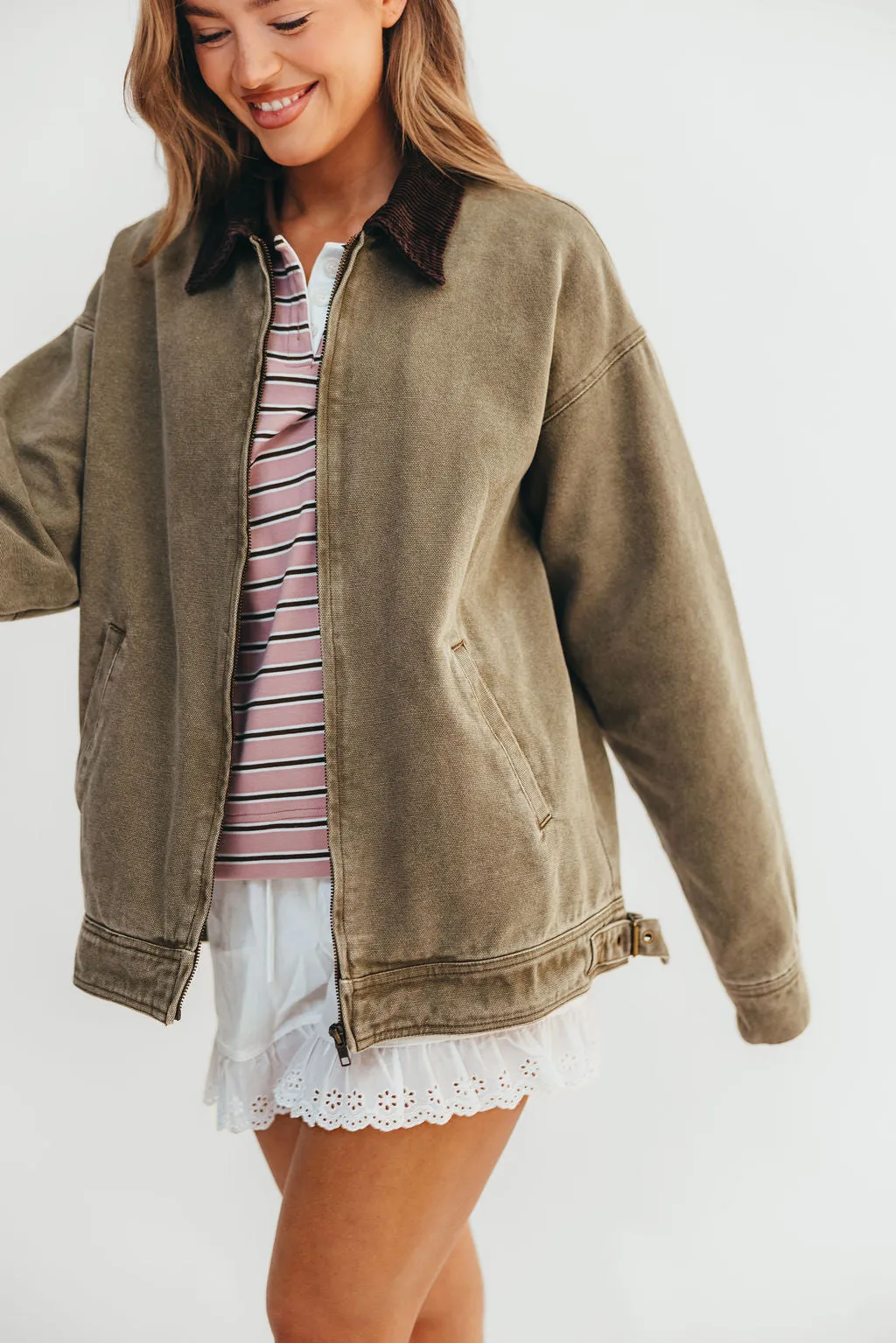 Elliott Barn Jacket in Olive sold by Worth Collective product image thumbnail 2