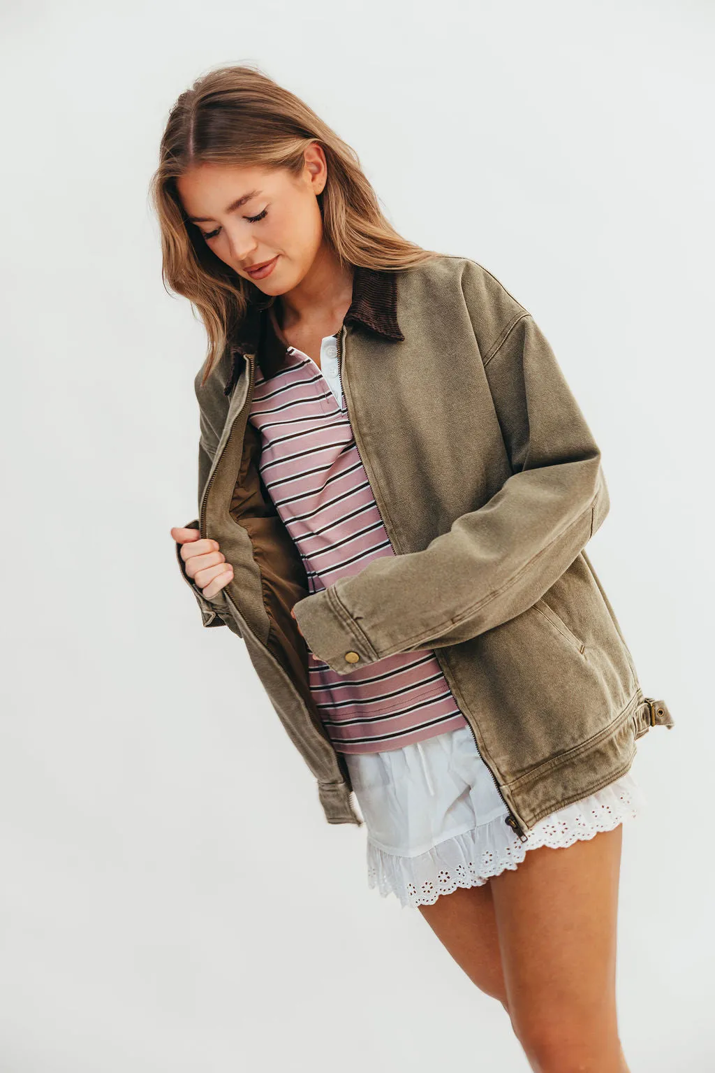 Elliott Barn Jacket in Olive sold by Worth Collective product image thumbnail 3
