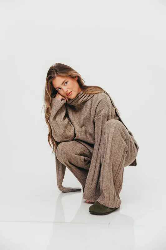 Kenny Ribbed Three Piece Set in Taupe sold by Worth Collective