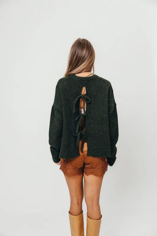 Natalie Tie-Back Sweater in Olive sold by Worth Collective