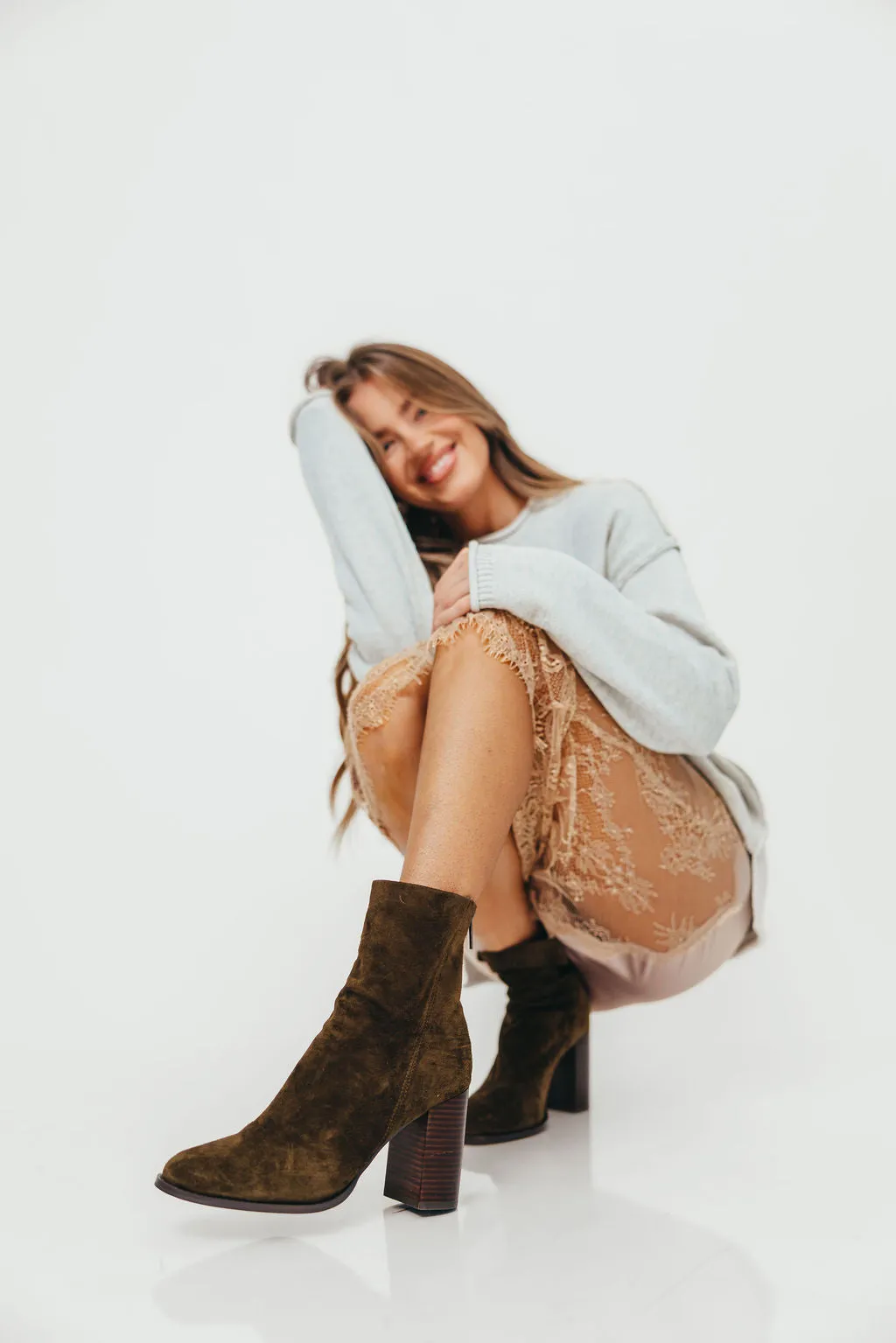 Obsession Bootie in Olive Suede *Final Sale* sold by Worth Collective product image thumbnail 4