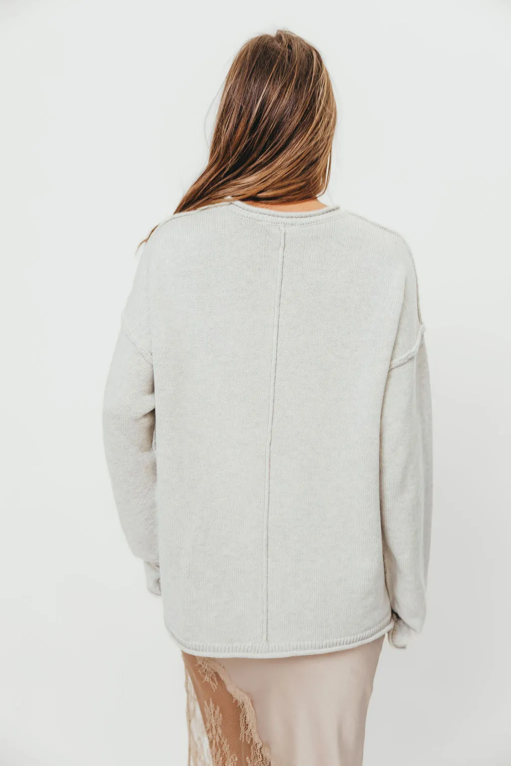 Toni Inside-Out Roll Neck Pullover Sweater in Melange Grey sold by Worth Collective product image thumbnail 5