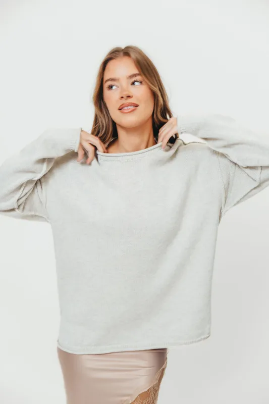 Toni Inside-Out Roll Neck Pullover Sweater in Melange Grey sold by Worth Collective