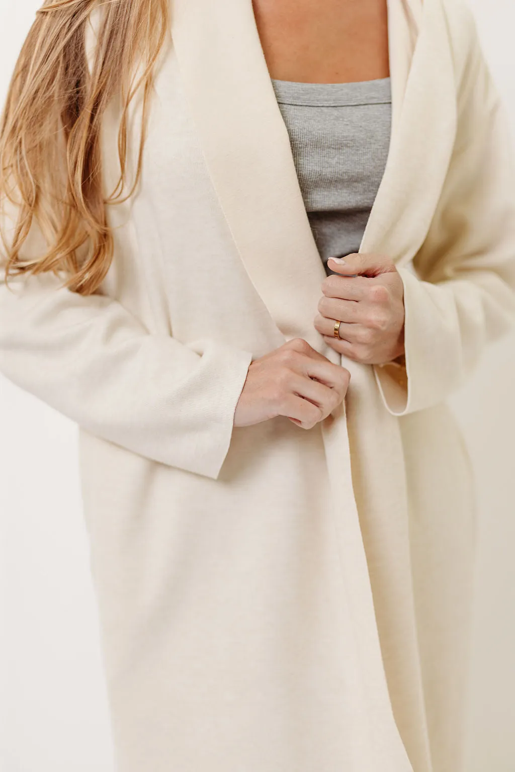 Jana Shawl Collar Open Coat in Ivory sold by Worth Collective product image thumbnail 2