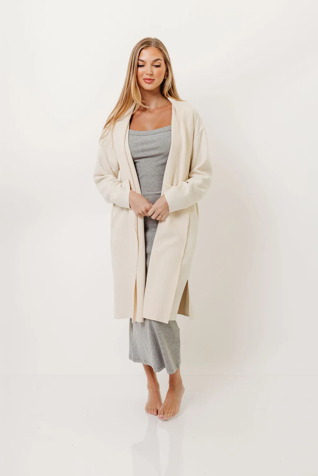 Jana Shawl Collar Open Coat in Ivory sold by Worth Collective product image thumbnail 3