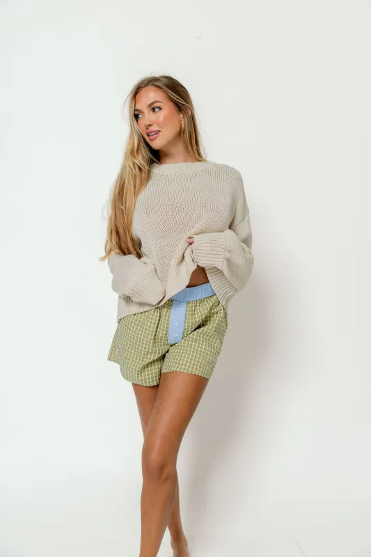 Carmella Balloon Sleeve Sweater in Stone *Final-Sale* sold by Worth Collective