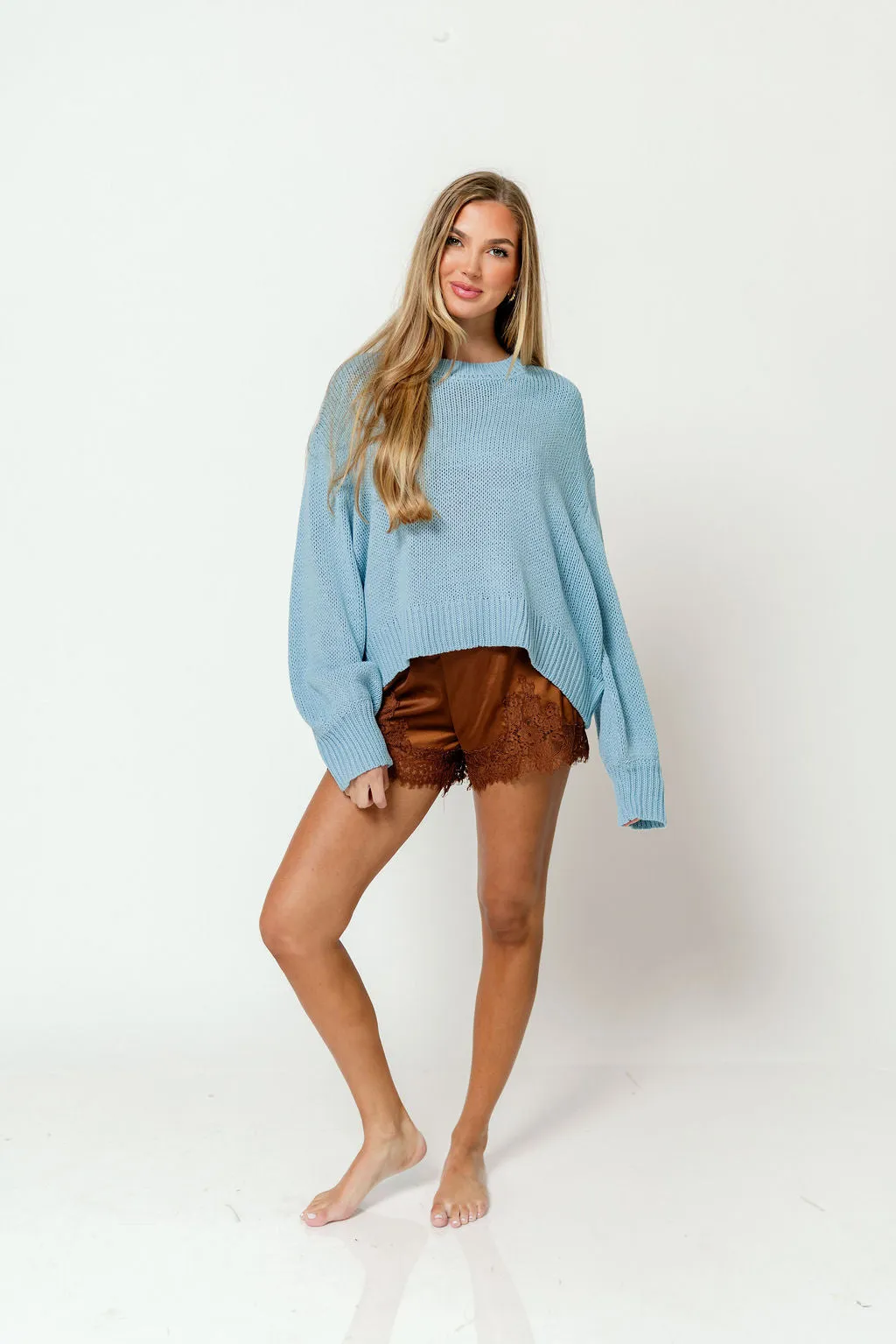 Carmella Balloon Sleeve Sweater in Blue *Final Sale* sold by Worth Collective product image thumbnail 2
