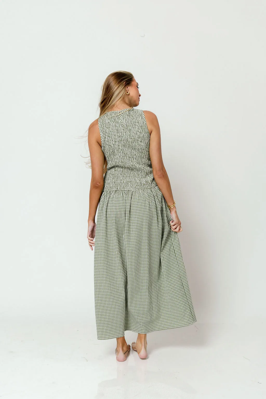 Cora Gingham Maxi Dress in Green sold by Worth Collective product image thumbnail 5