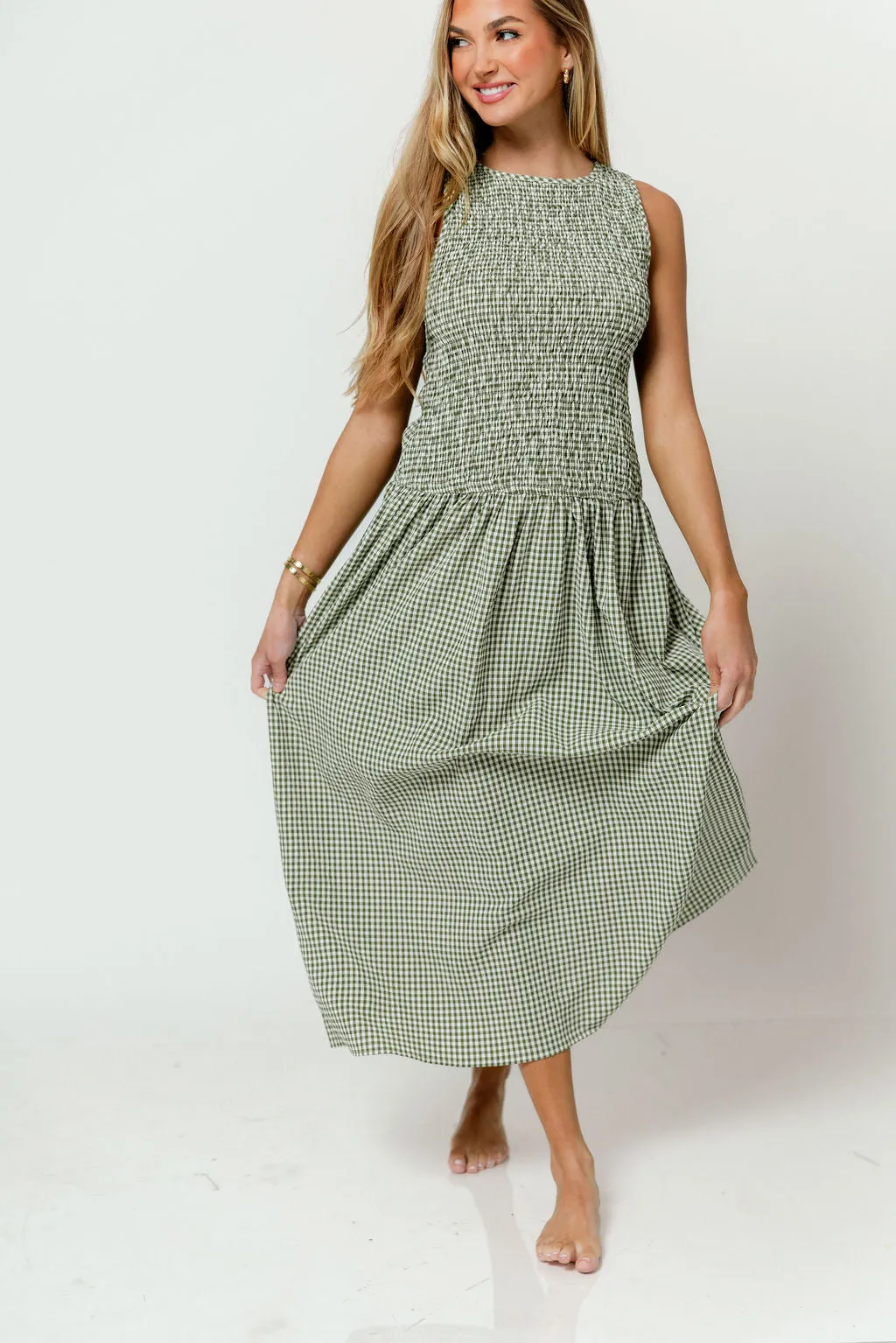 Cora Gingham Maxi Dress in Green sold by Worth Collective product image thumbnail 2