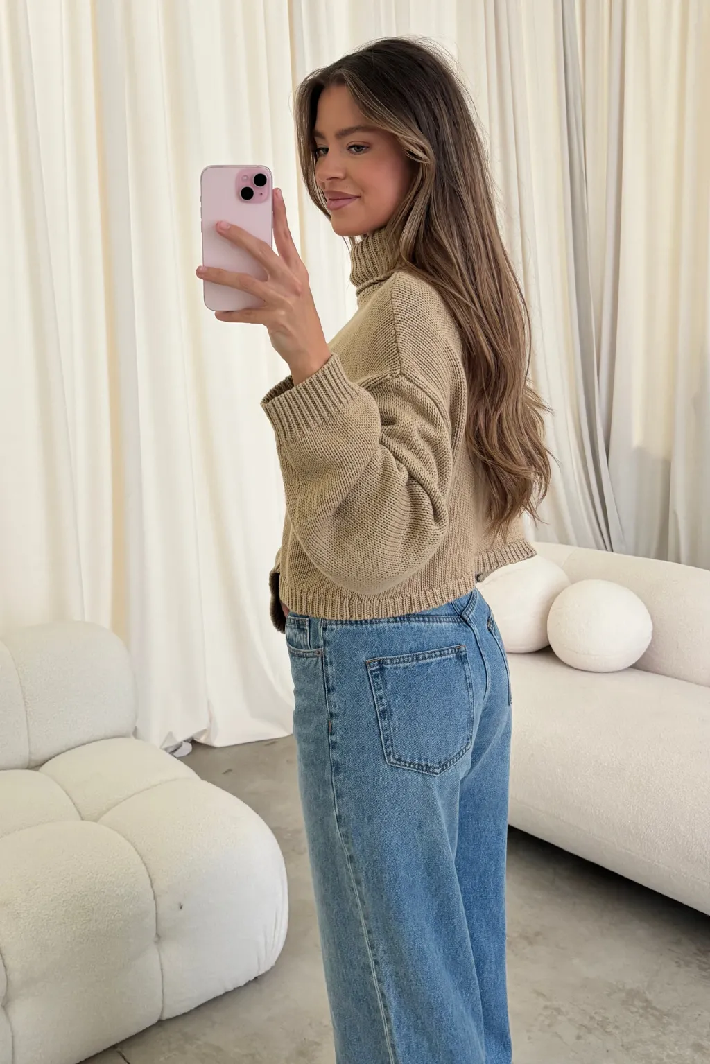 Martha American Flag Turtle Neck Sweater in Straw sold by Worth Collective product image thumbnail 4