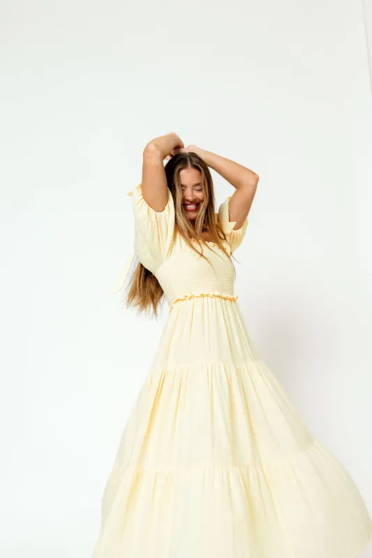 Elena 100% Cotton Midi Dress in Buttercream - Bump Friendly *12/19 PRE-ORDER* sold by Worth Collective