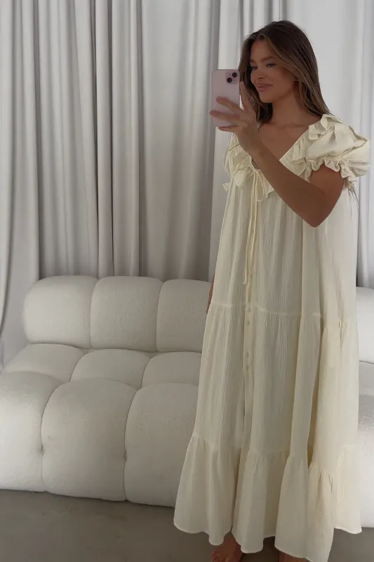 Sunday 100% Cotton Maxi Dress in Cream - Bump Friendly made by Sofie the Label