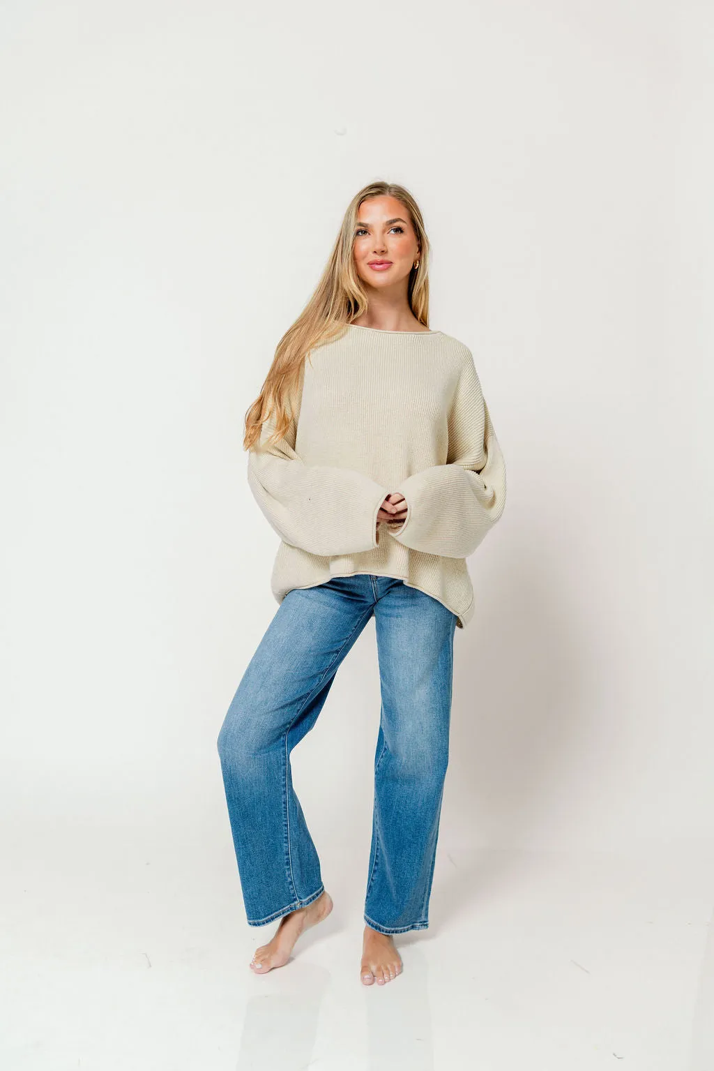 Scarlett Relaxed Boatneck Sweater in Oatmeal sold by Worth Collective product image thumbnail 4
