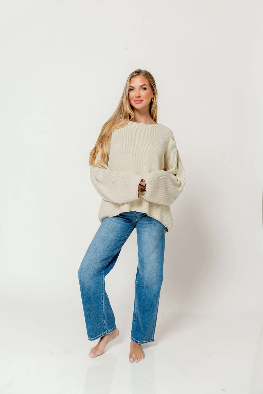 Scarlett Relaxed Boatneck Sweater in Oatmeal sold by Worth Collective product image thumbnail 3
