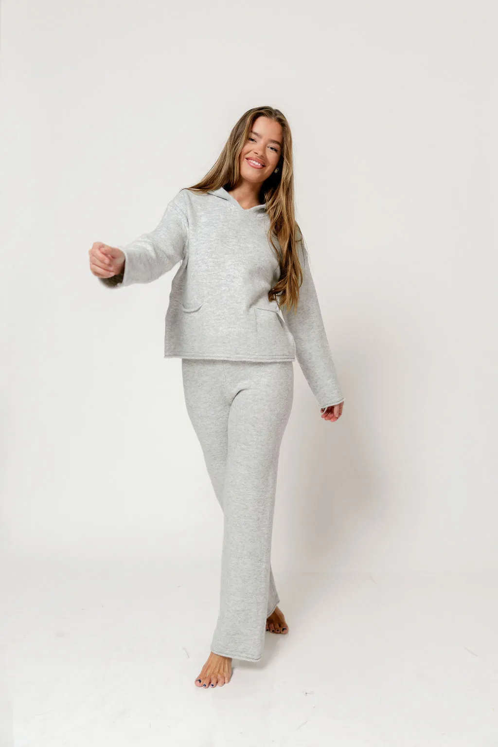 Kippa Soft Knit Hoodie and Pants Set in Grey Melange sold by Worth Collective product image thumbnail 4