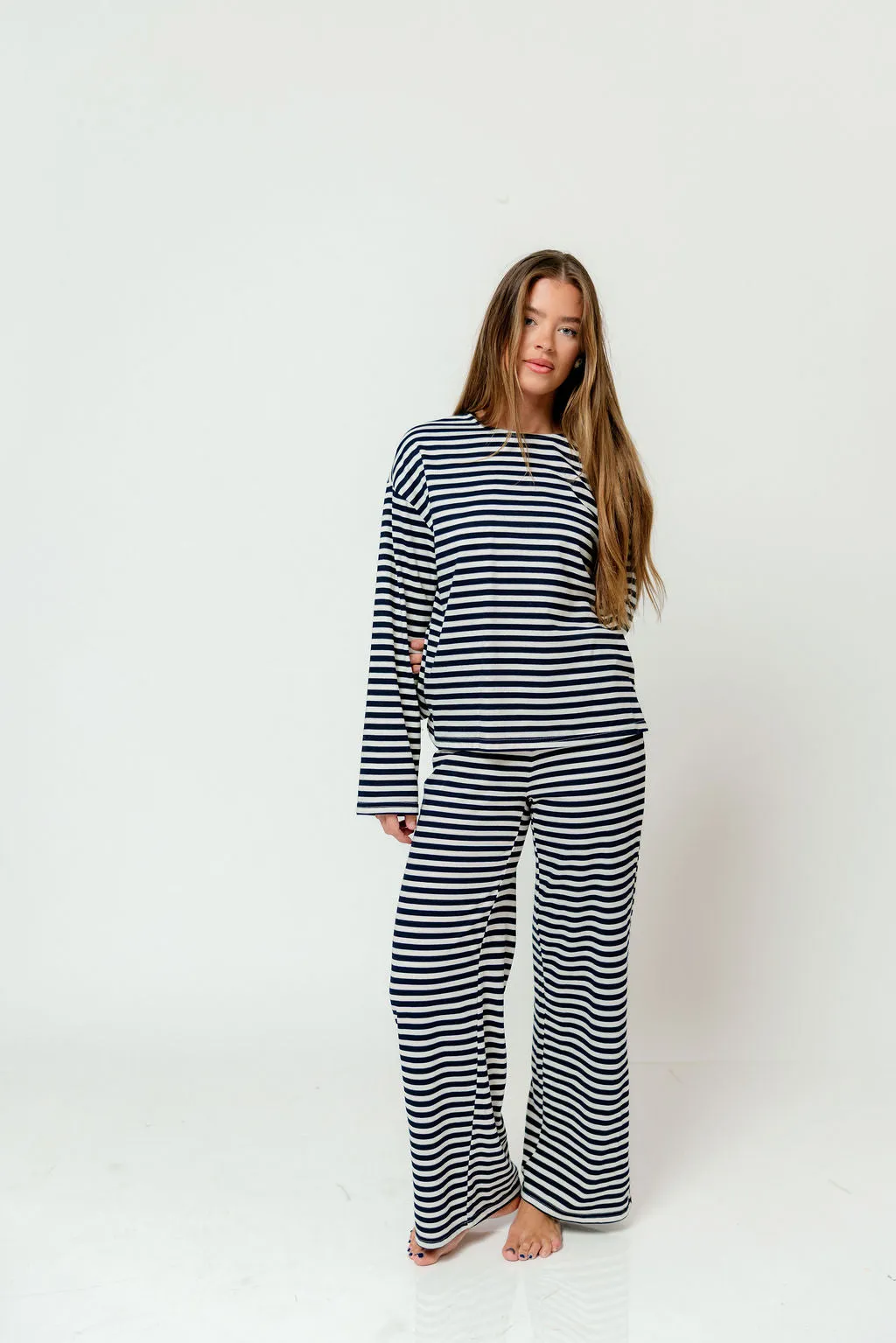 Elaine Oversized Striped Top in Navy *Final Sale* sold by Worth Collective product image thumbnail 5